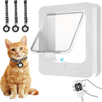 Smart Cat Door, Microchip Cat Door witmote Control, 4 Way Locking Cat Flap with RFID Collar Activated Automatic Opening CatDoor