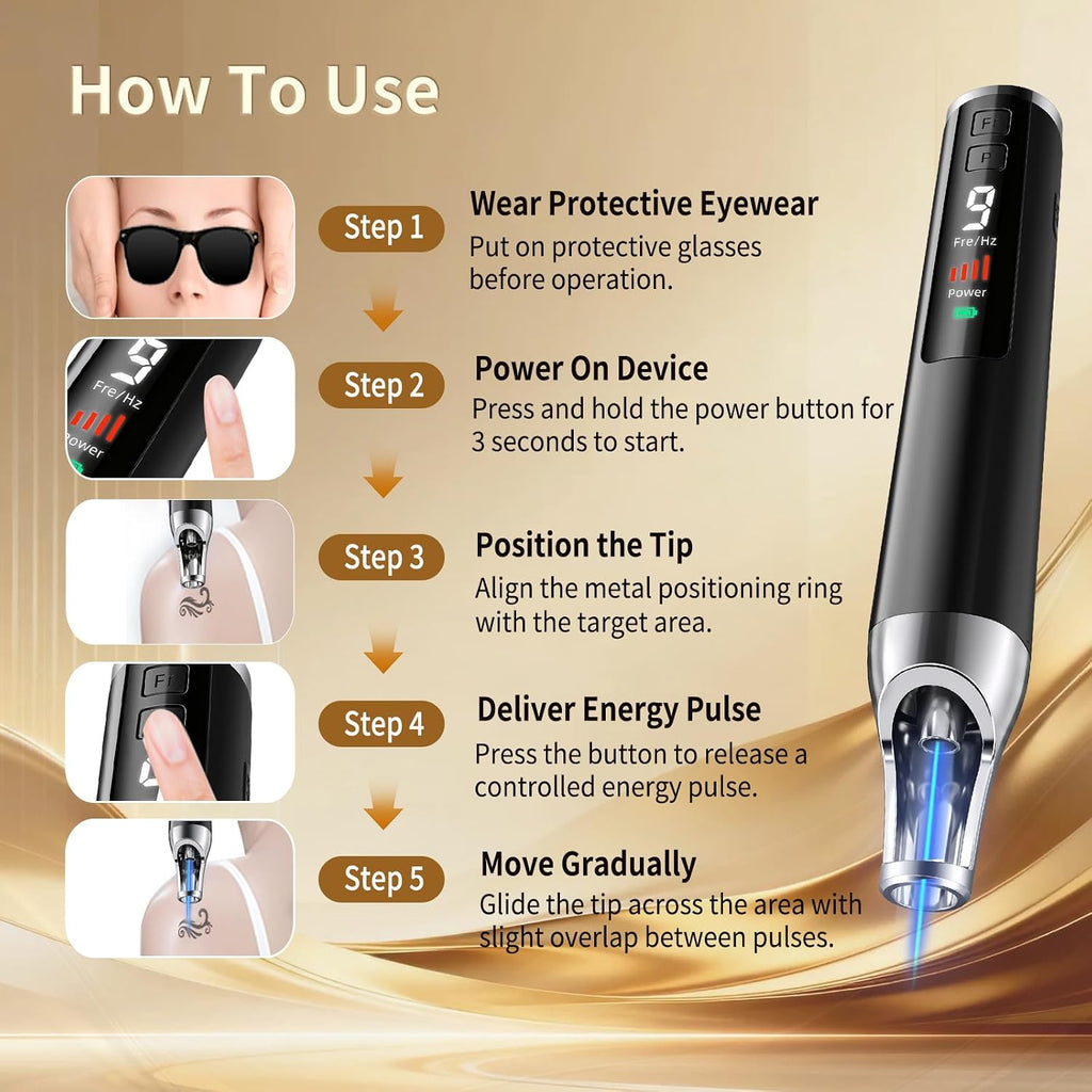 PicoSecond Nd: YAG System - Tattoo Removal Pen, 9-Level Compact Portable Tool with User-Friendly Operation – BPM-RA04