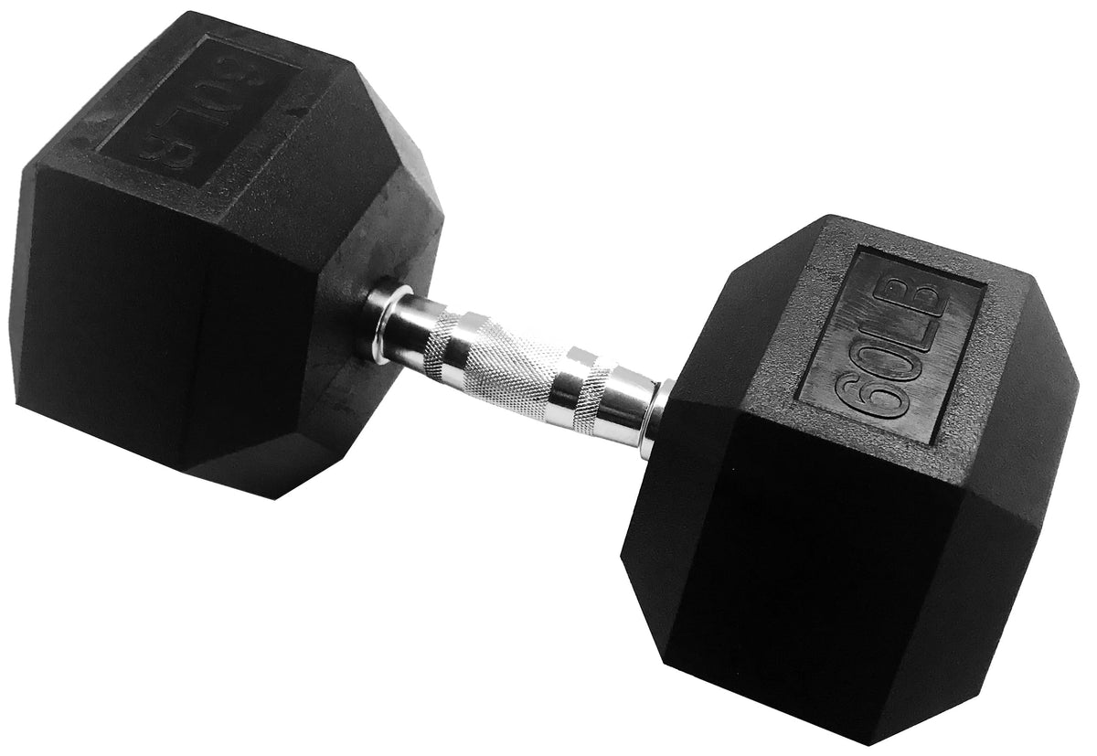 Signature Fitness Rubber Coated Hex Dumbbells Hand Weights for Exercises and Fitness Home Gym, 5-50 lbs, Pairs