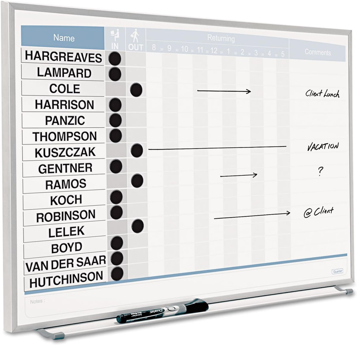 Quartet QRT33704 - Horizontal Matrix Employee Tracking Board