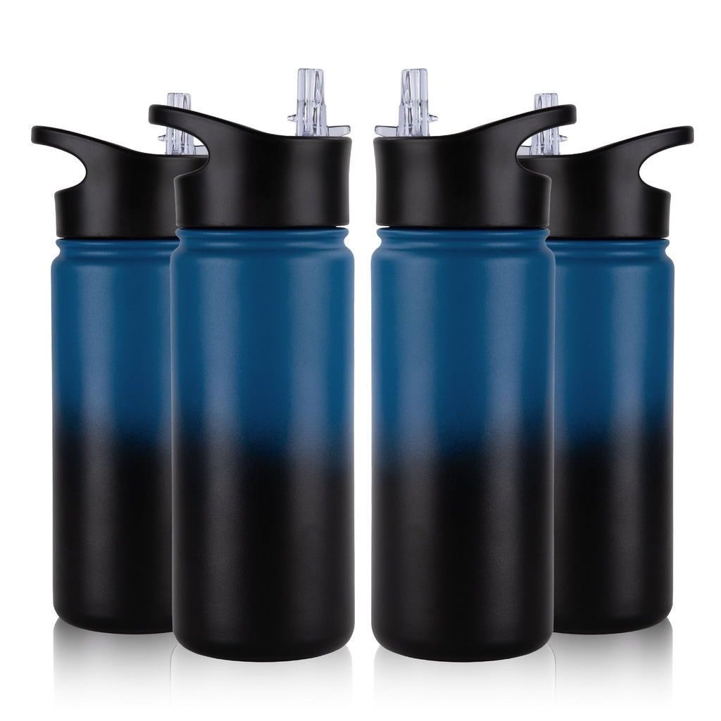 32 oz Insulated Water Bottle Bulk 8 Pack, Stainless Steel Sports Water Bottles with Straw Lid & Wide Mouth Lids, Double Walled Vacuum, Leak Proof, White