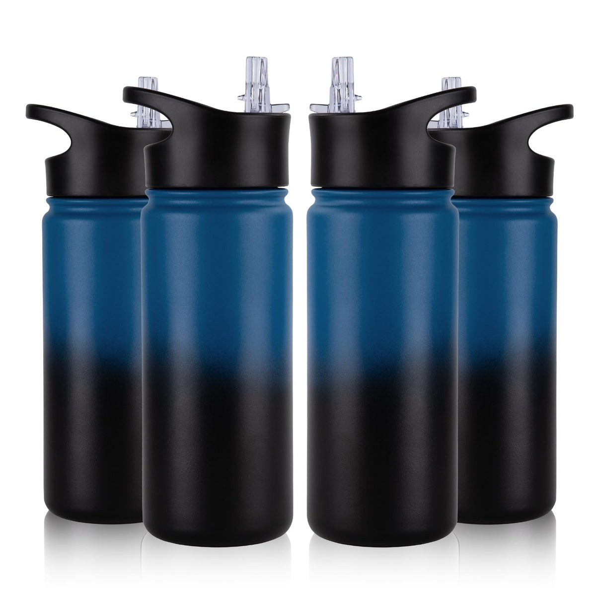 32 oz Insulated Water Bottle Bulk 8 Pack, Stainless Steel Sports Water Bottles with Straw Lid & Wide Mouth Lids, Double Walled Vacuum, Leak Proof, White