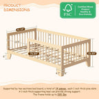 EXPERLAM Twin Montessori Floor Bed for Kids, Removable Rails, Burlywood
