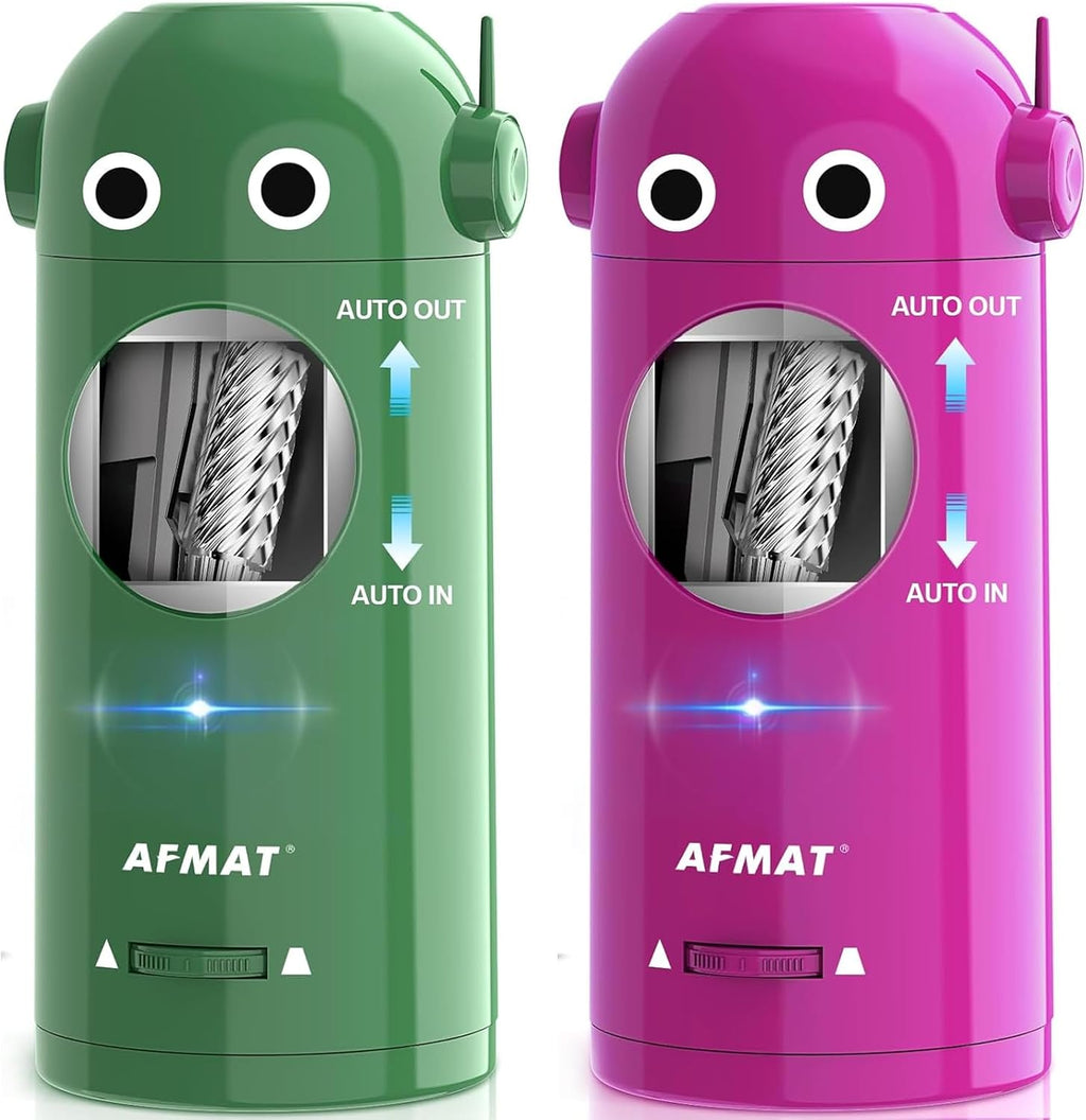 AFMAT Fully Automatic Robot Pencil Sharpener, 2 Pack (Green + Purple)