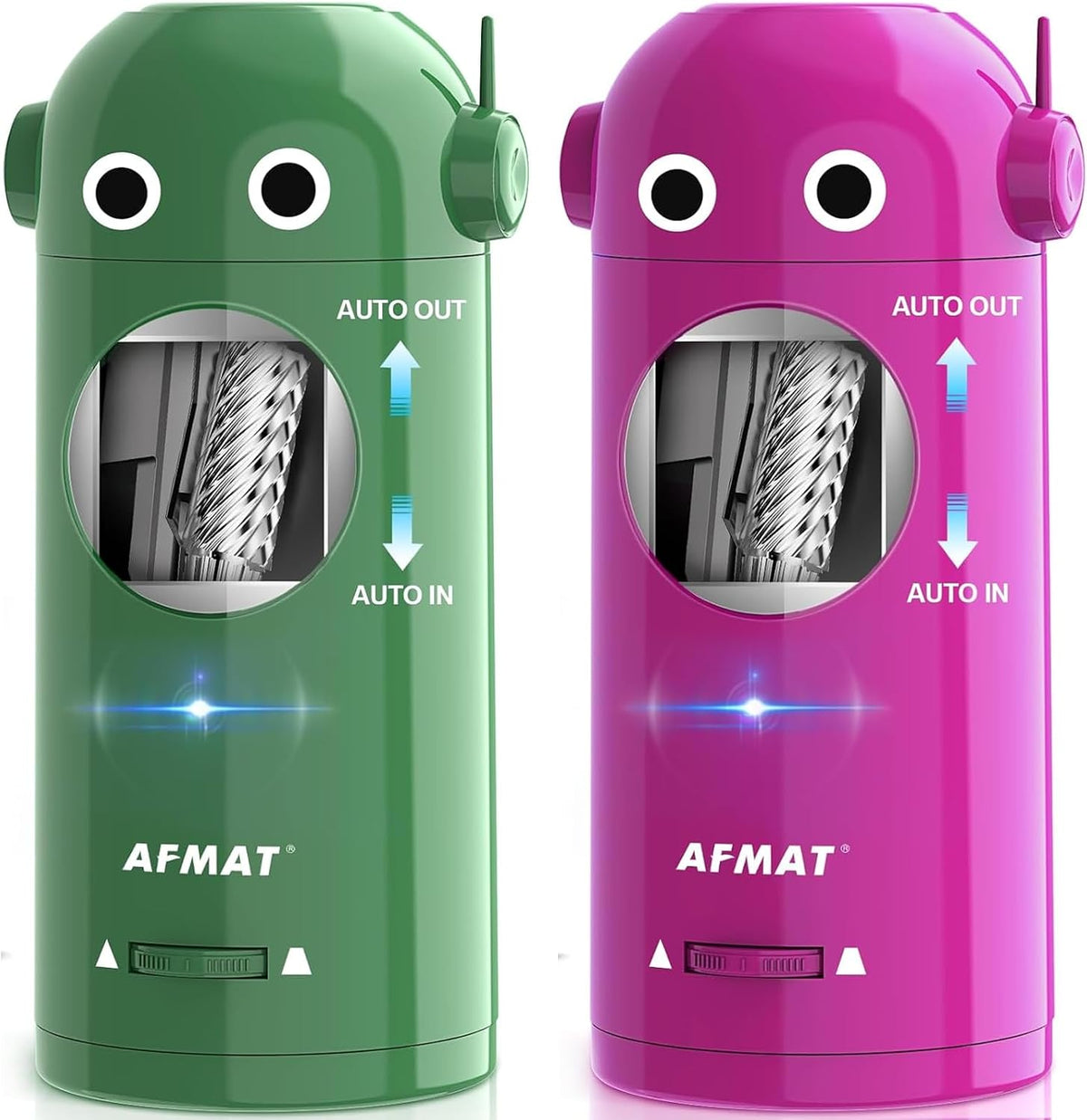 AFMAT Fully Automatic Robot Pencil Sharpener, 2 Pack (Green + Purple)