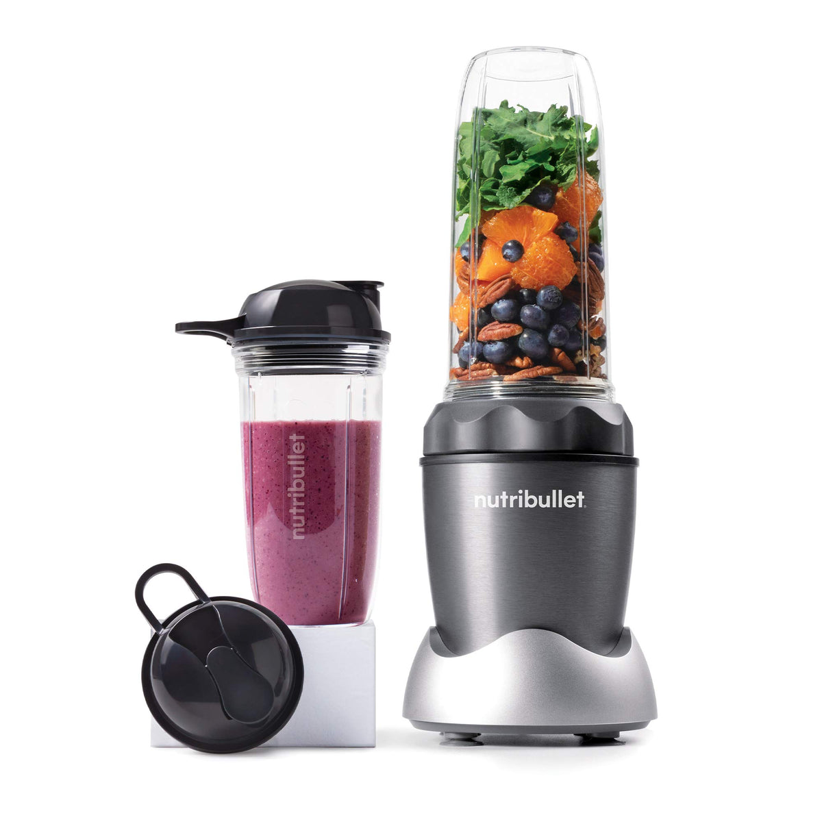 NutriBullet NB50100C Pro 1000 Single Serve Blender (1000W) 7-Piece Set, Dark Gray/Light Gray Skirt