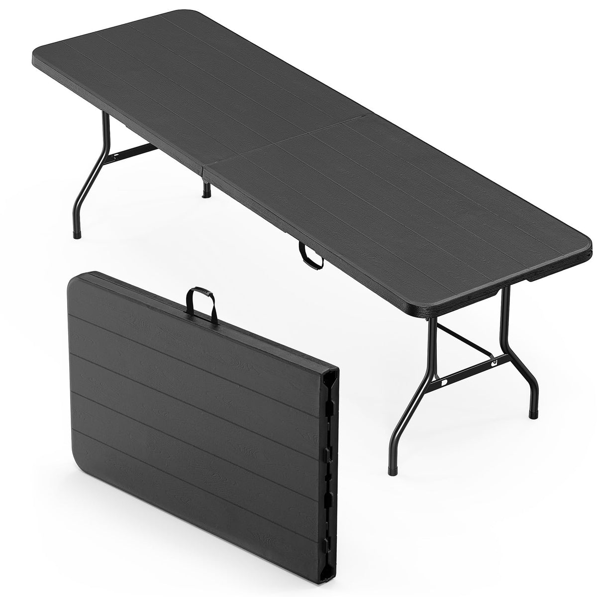 Bonnlo 2P Folding Table 6ft, Portable Collapsible Plastic White Long Tables for Party, Camping, Banquet, Craft, Dining, Wedding, Outdoor and Indoor Use