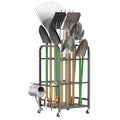 WALMANN Garden Tool Organizer with Wheels, Rakes/Shovels/Yard Tools Stand