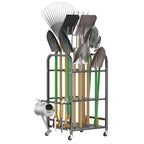 WALMANN Garden Tool Organizer with Wheels, Rakes/Shovels/Yard Tools Stand