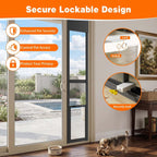 Dog Door for Sliding Glass Doors, 74.8'' to 80.7'' Height Adjustable Pet Door with 13.38'' Wide & 16.1" × 10.2" Pet Opening, Insert Pet Door with Security Lock for Small & Medium Dogs