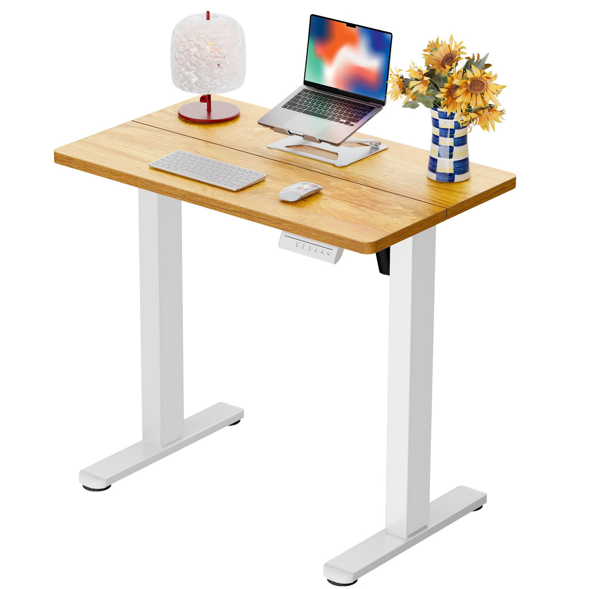 ErGear Height Adjustable Electric Standing Desk, 48 x 24 Inches Sit Stand up Desk, Memory Computer Home Office Desk, Vintage Brown