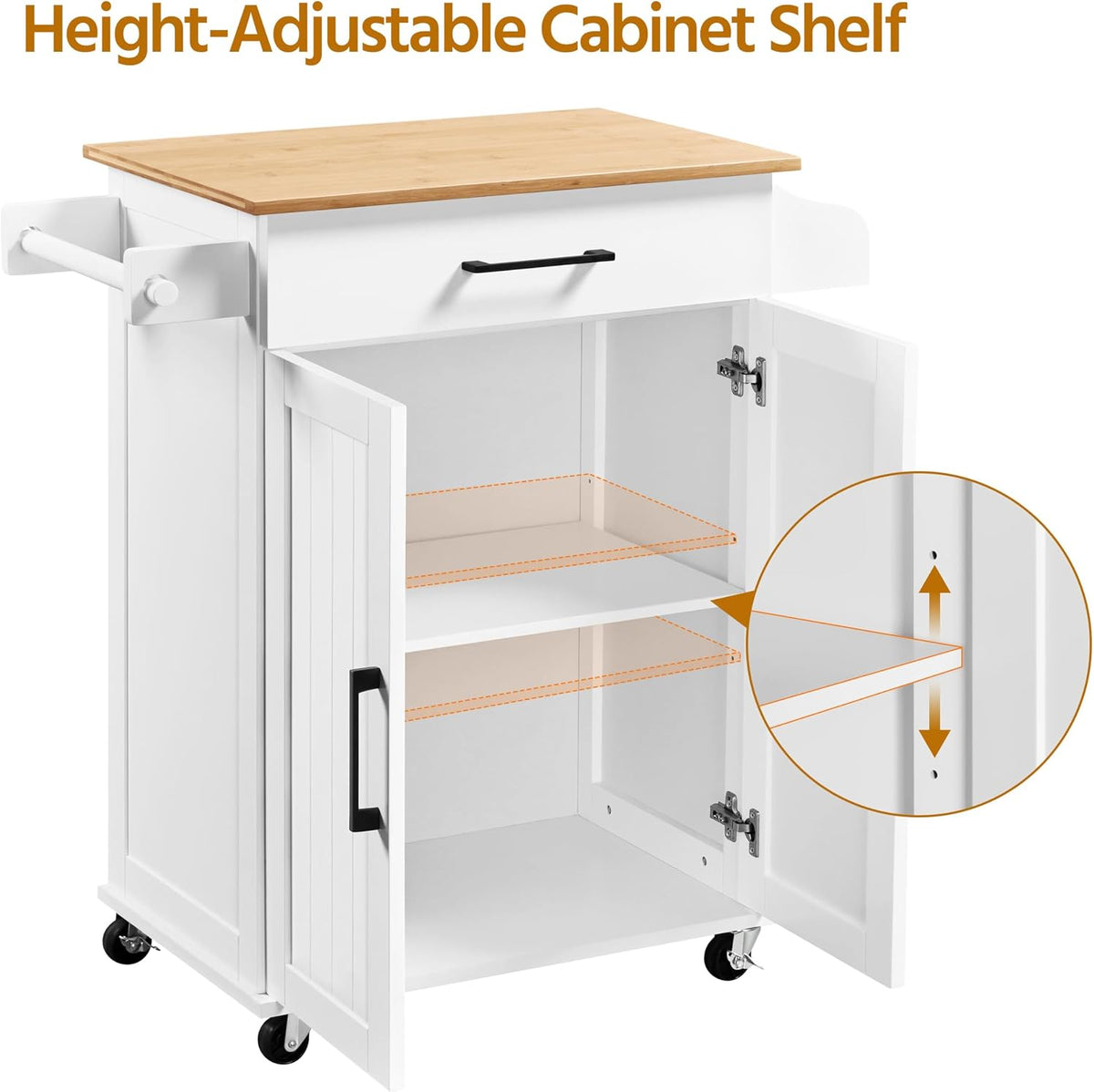 Yaheetech 32 Inches Kitchen Island Cart with Storage Cabinet, Drawer, White