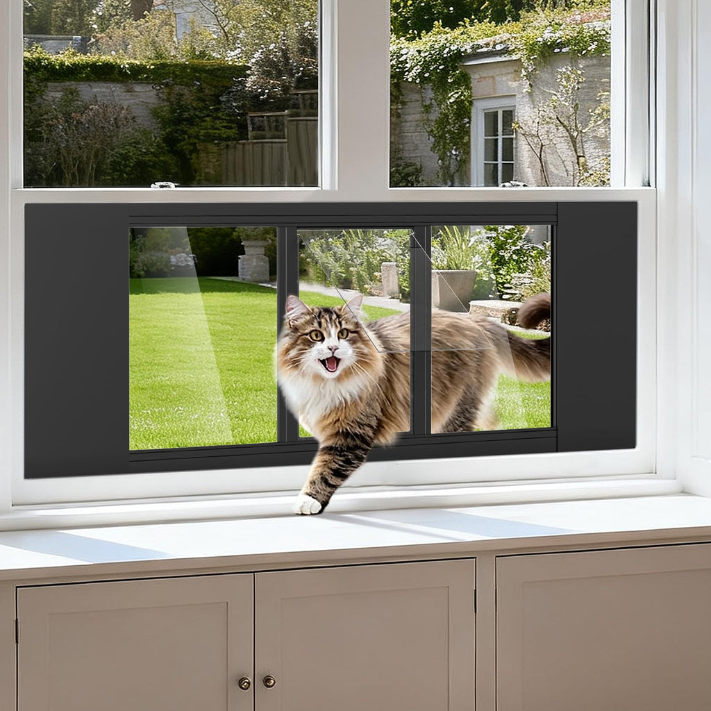 DoCred Cat Door for Window, Full-Size Window Pet Doors Fits 23"-34"