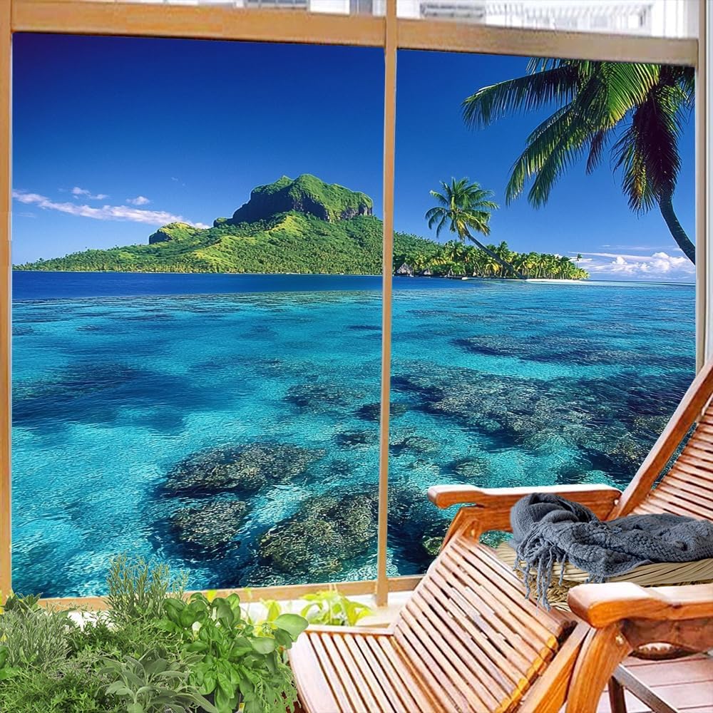 Mystic Ocean Stained Glass Window Film 31.5Wx55.1L inch x 2pcs
