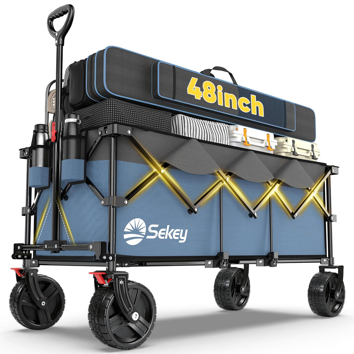 Sekey 300L Extended Collapsible Wagon, 660 lb Capacity, 48 in Long