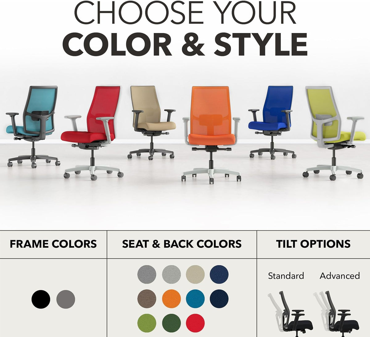 HON Ignition 2.0 Ergonomic Office Chair, Lumbar Support, Desk Chair, Black