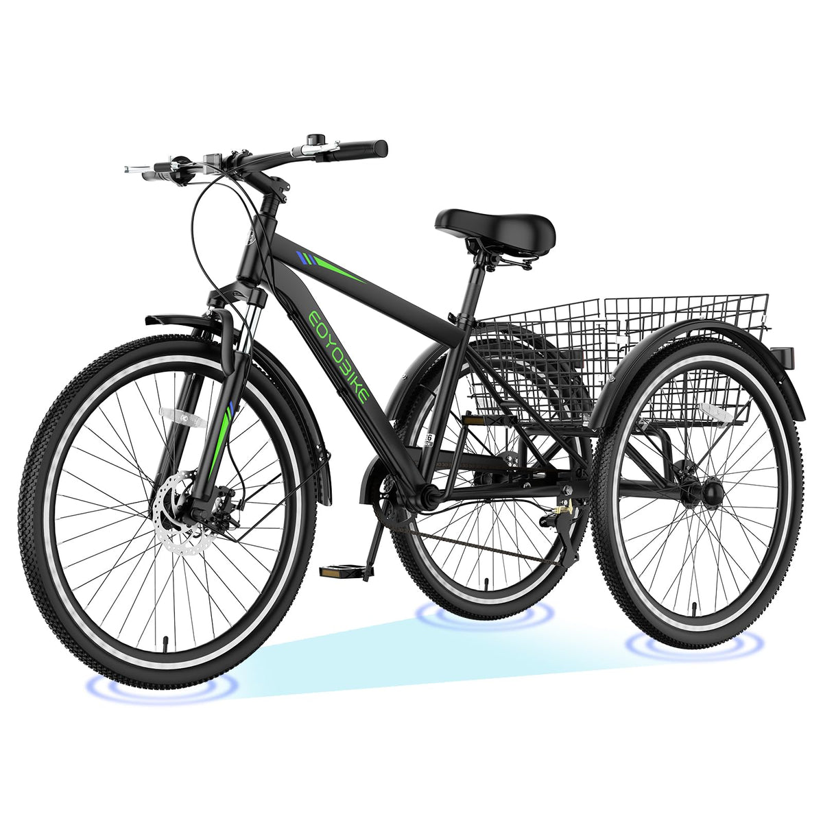 ABORON Adults Tricycle, 3 Wheels Bike for Adult, Tricycle for Adults, Double-Wall Wheel Rims, Tricycle for Women Men Exercise Outdoor Sports