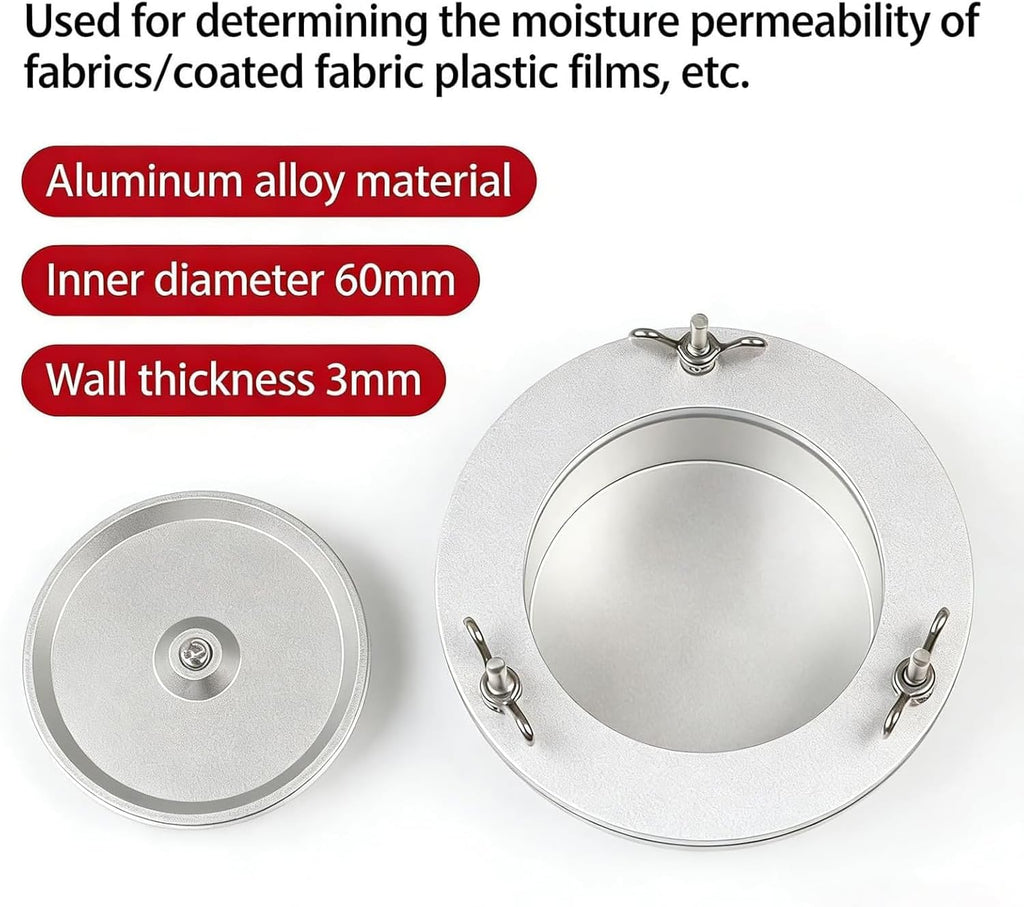 Fabric Moisture Permeability Cup, Textile Water Vapor Transmission Tester, 360° Circular Design, 60mm Inner Diameter, Cup Depth: 22 Mm, for Textile, Apparel, Packaging Industries