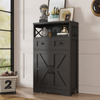 Farmhouse Storage Cabinet with Drawers, Small Kitchen Pantry Cabinet, White