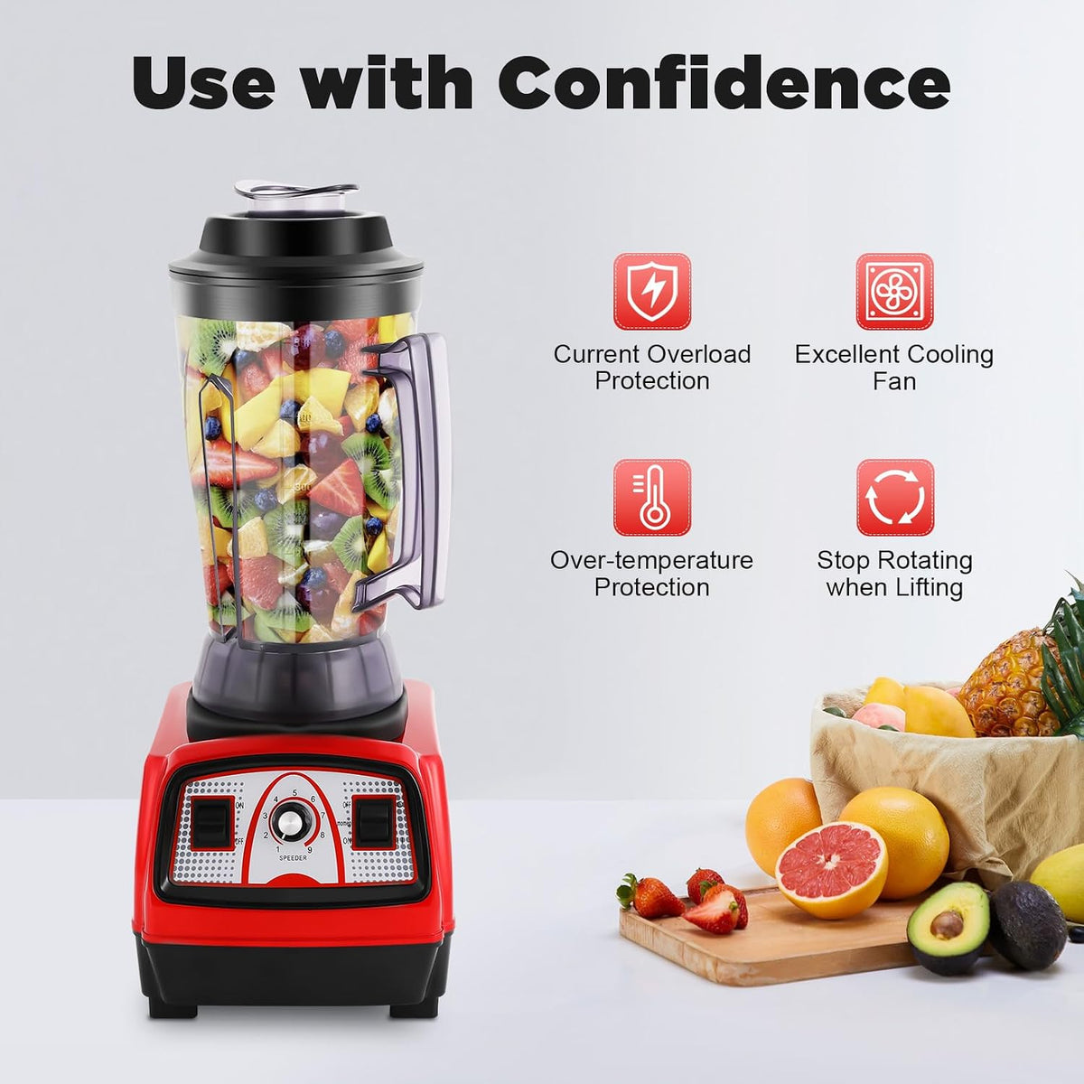 Professional Countertop Blender 2800W Commercial Smoothie Blender Shakes Smoothies Juicer Maker Machine with 140 OZ BPA Free Pitcher (Smoothie Blender)