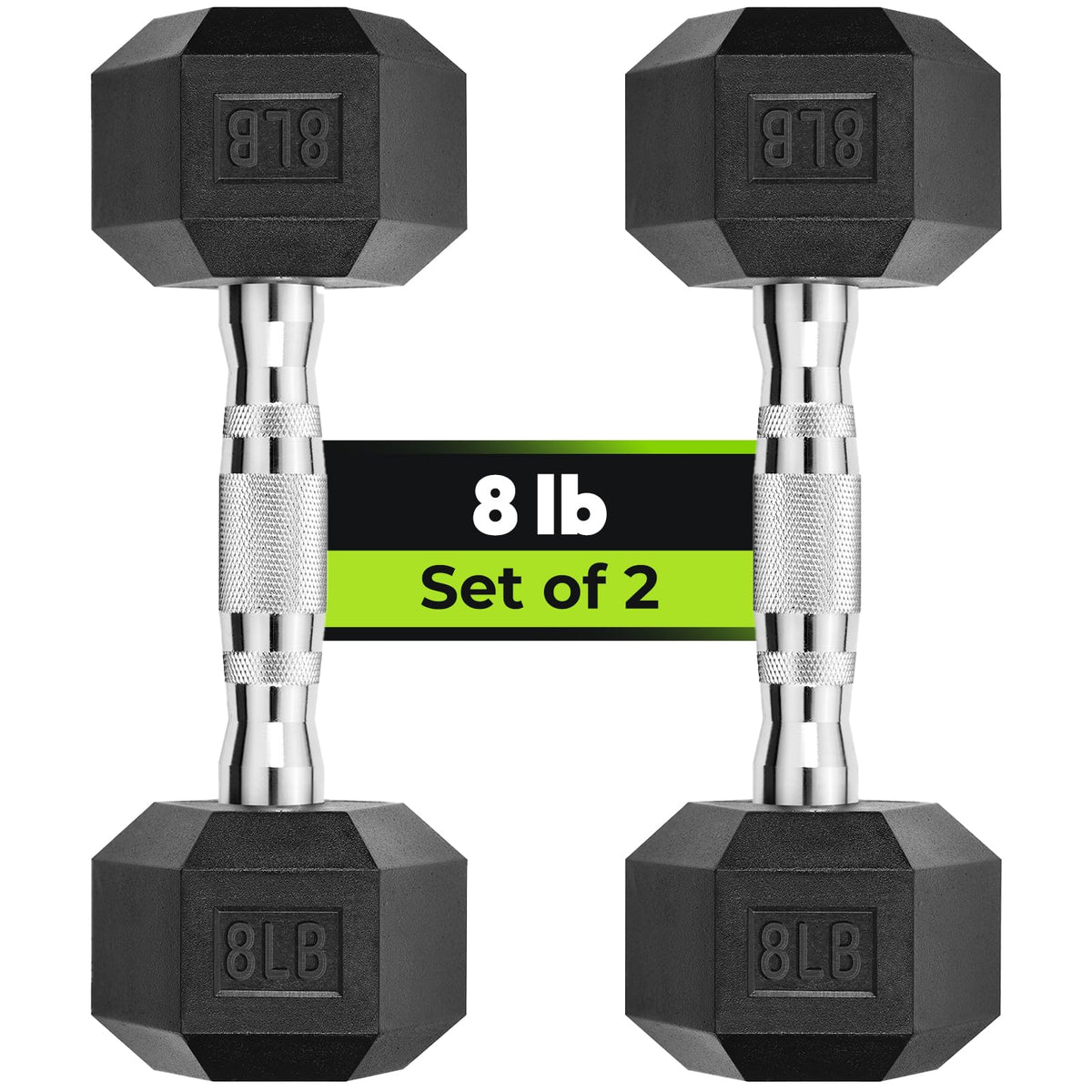 HANDBODE Hex Dumbbell Set of 2, Rubber Encased Fixed Dumbbells, 2.5-65 lb