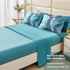 PERFEMET 6 Piece Teal King Size Comforter Set Watercolor Marble Bedding Set