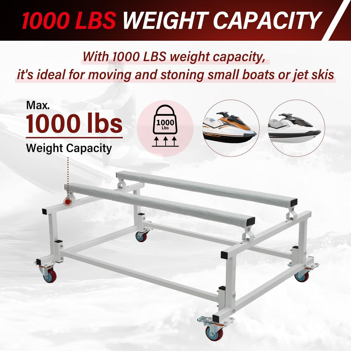 Garvee PWC Dolly Jet Ski Stand Mover Cart, 1000 LBS Capacity