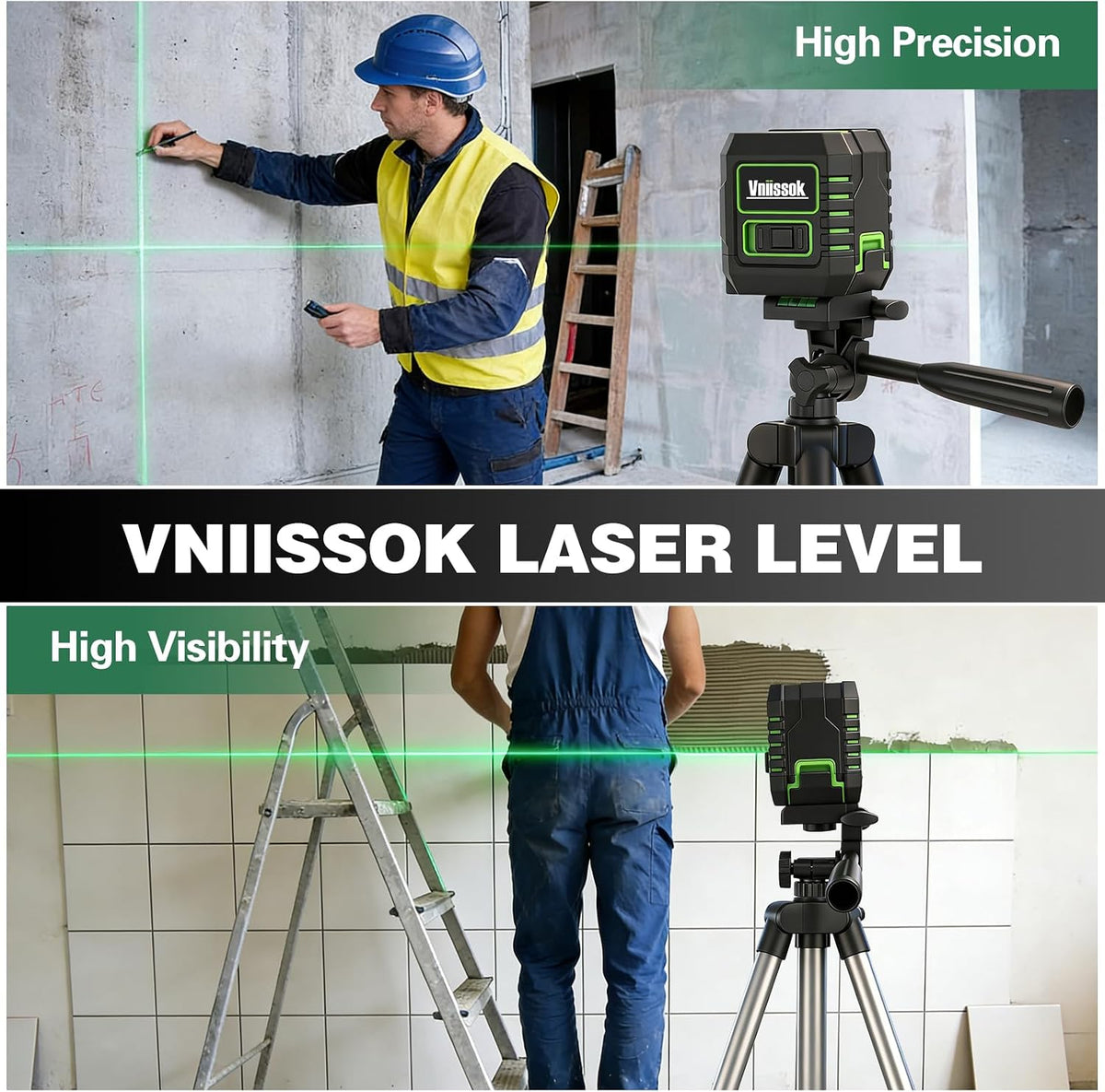 Laser Level 360 Self Leveling, Cross Line Laser with Self-Leveling, Vertical and Horizontal Line,for Construction and Picture Hanging, Horizontal Line leveler Tool (2 line green)