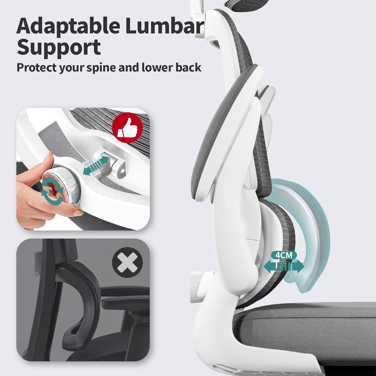 TRALT Office Chair Ergonomic Desk Chair with Lumbar Support White, 1