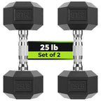 HANDBODE Hex Dumbbell Set of 2, Rubber Encased Fixed Dumbbells, 2.5-65 lb