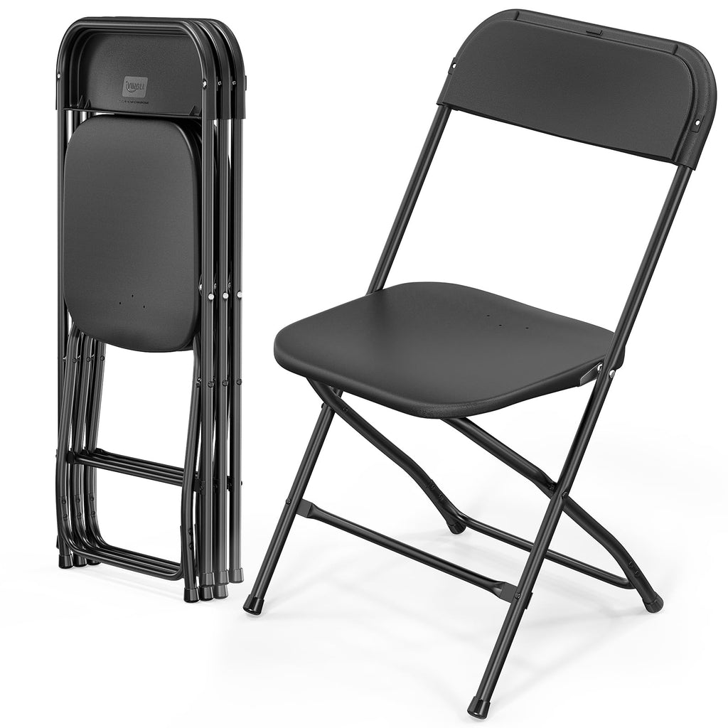 VINGLI 40 Pack Black Plastic Folding Chair, Indoor Outdoor Portable Stackable Commercial Seat with Steel Frame 350lb. Capacity for Events Office Wedding Party Picnic Kitchen Dining