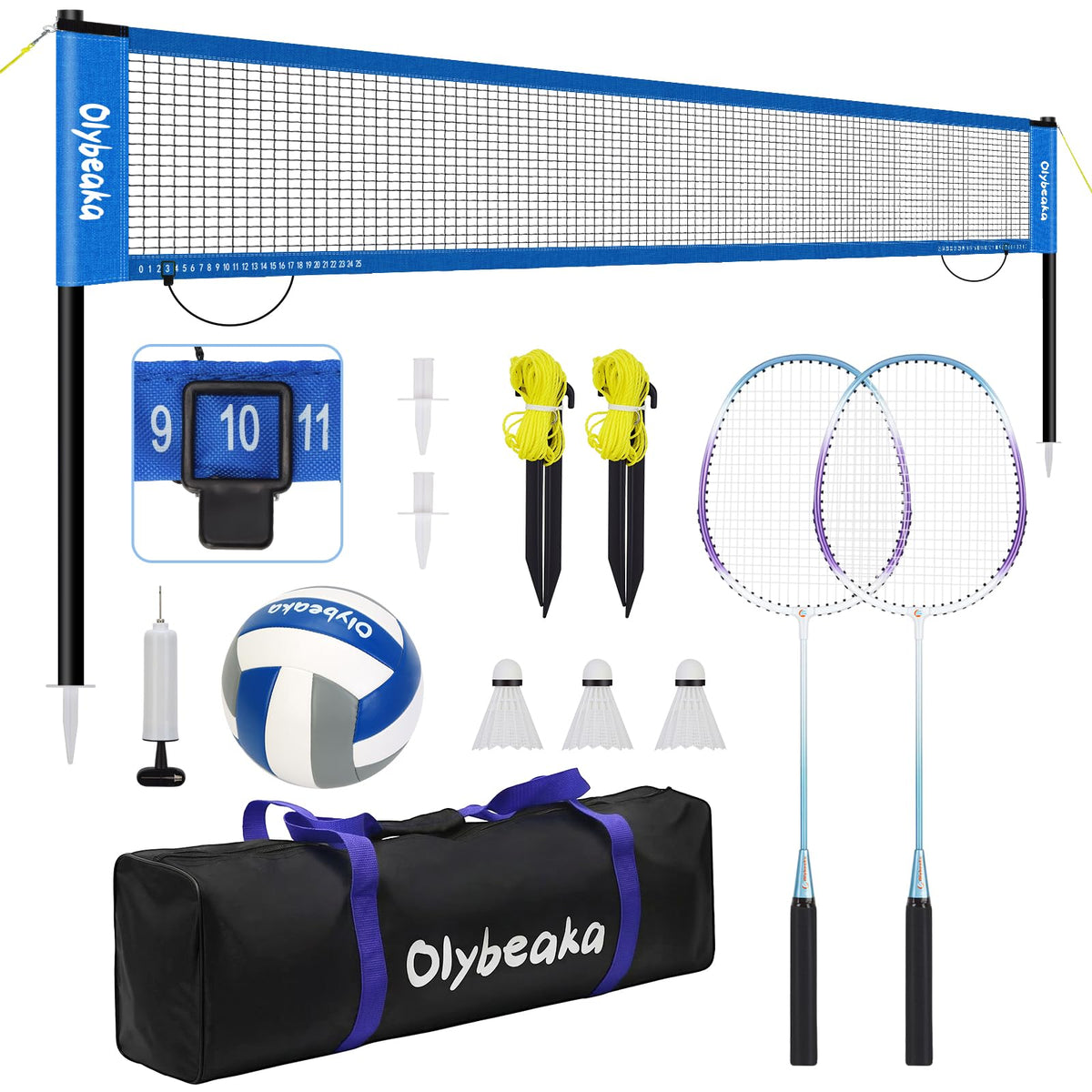 20ft Portable Outdoor Volleyball Badminton Combo Net Set