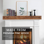 G GOOD GAIN 60'' Fireplace Mantel, 5'' Pine Wood Floating Shelf, DarkWalnut