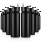 32 oz Insulated Water Bottle Bulk 8 Pack, Stainless Steel Sports Water Bottles with Straw Lid & Wide Mouth Lids, Double Walled Vacuum, Leak Proof, White