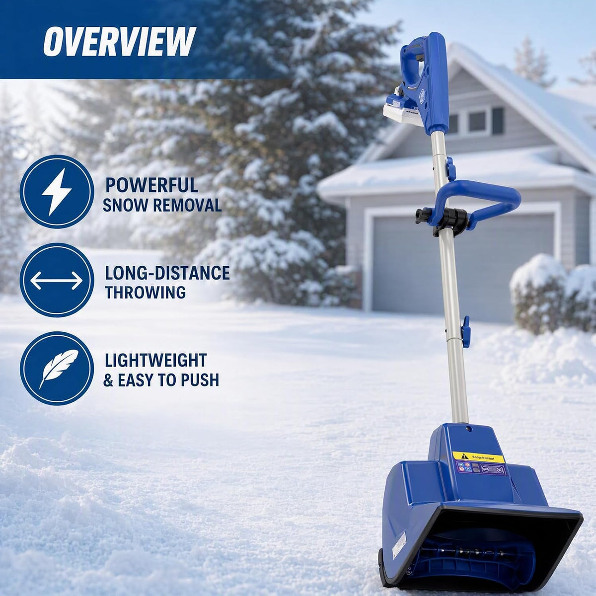 11 Inch Cordless Snow Shovel 24V Electric Snow Blower Portable Snow Shovel with 20ft Throwing Distance & Removable Battery Pro Snow Blower for Driveway, Steps, Patio, Sidewalk