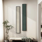 Large Framed Beige Cream Abstract Vertical Wall Art for Hallway, 2 Piece