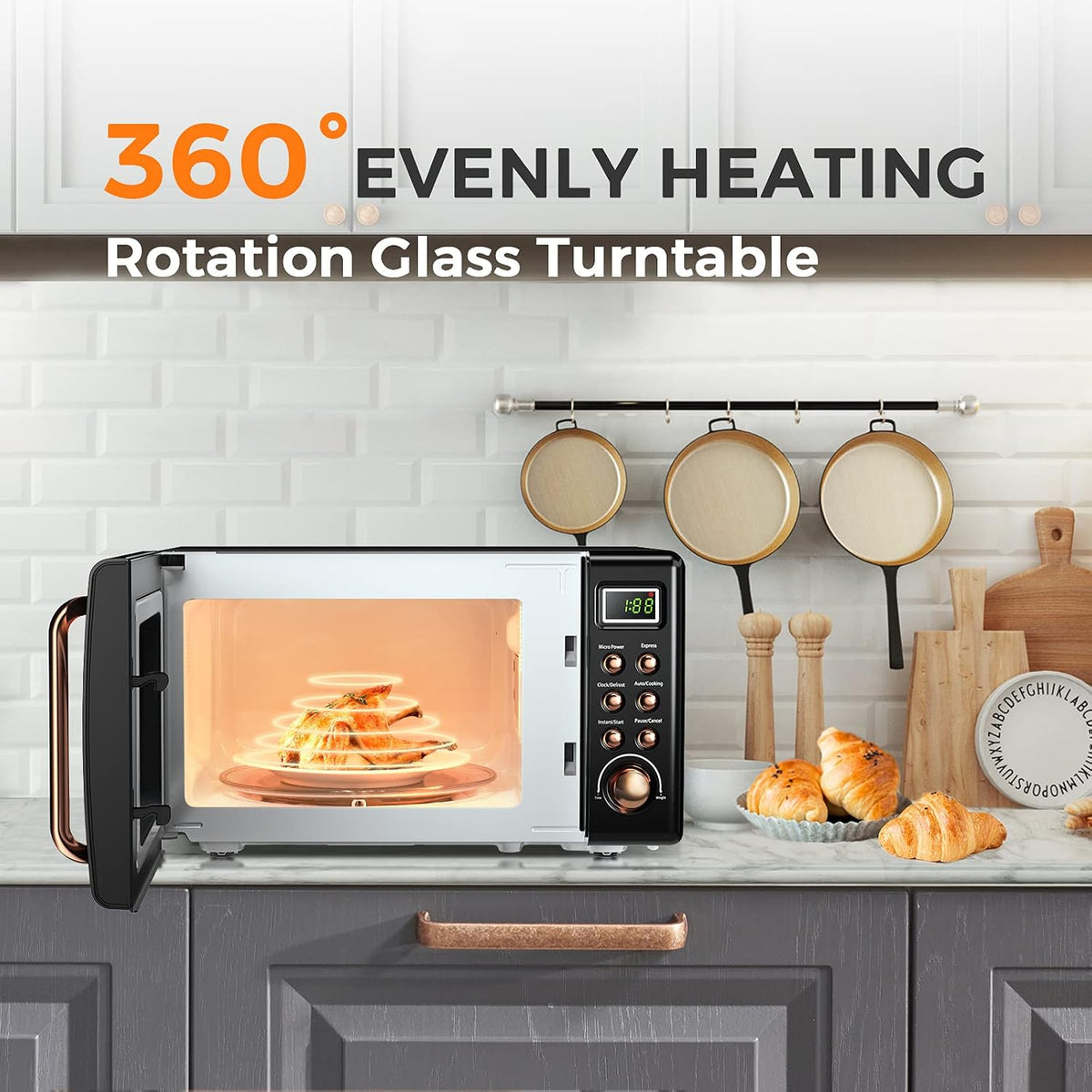 0.7Cu.ft Mini Microwave Countertop w/ 5 Micro Power, 700W
