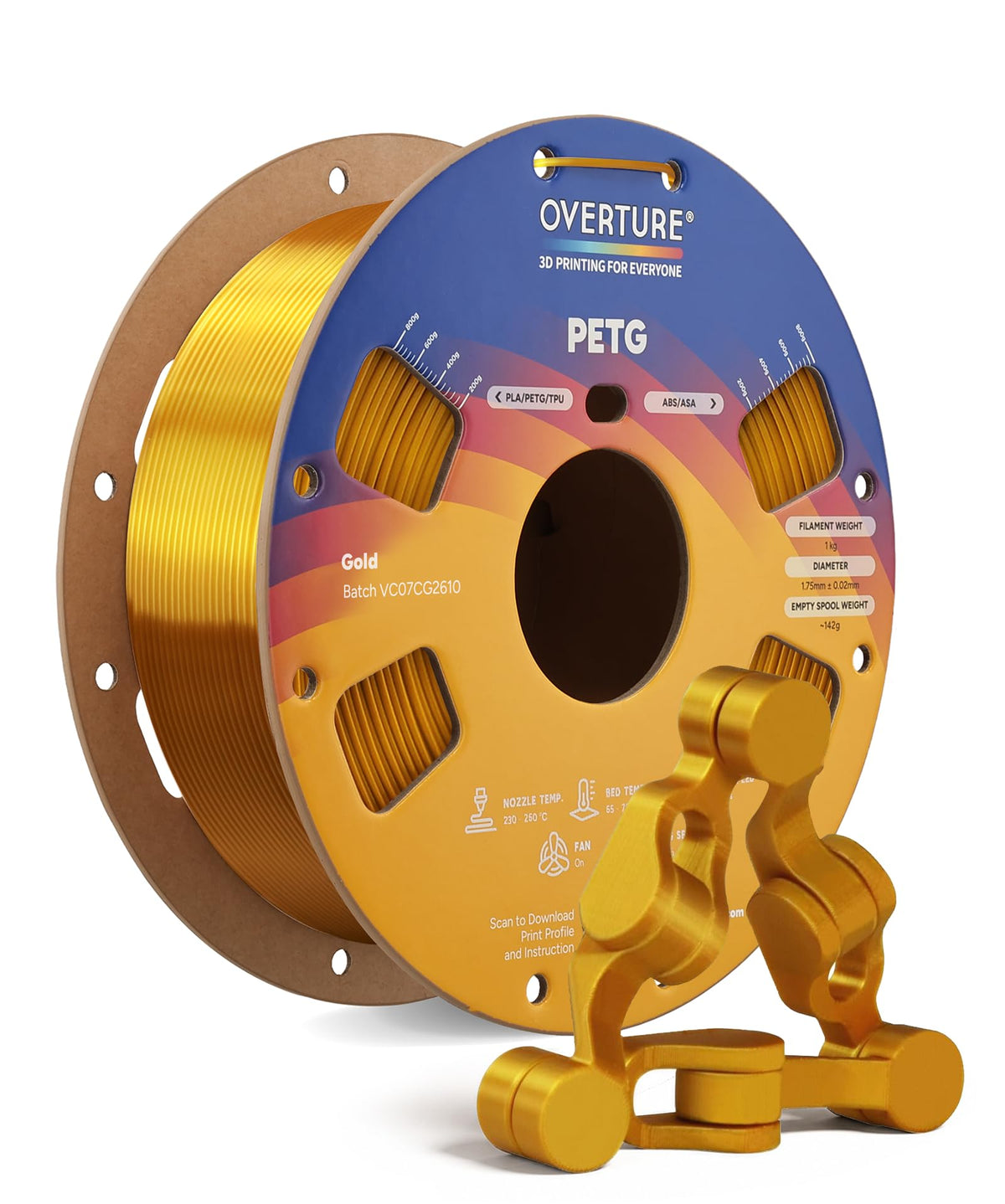 OVERTURE 10KG Bundle High Speed PETG Filament 1.75mm, 3D Printer Filament
