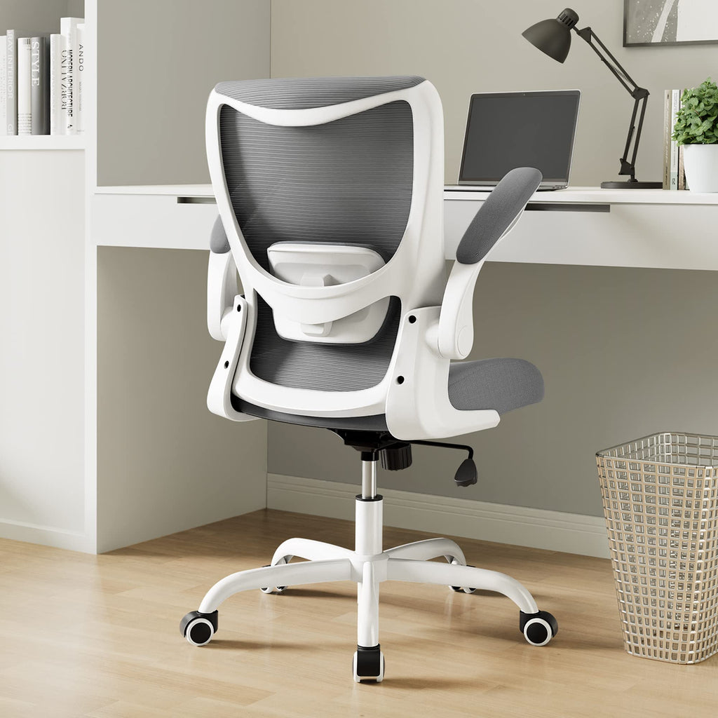 MUXX.STIL Office Chair, Ergonomic Desk Chair with Adjustable Lumbar Support and Flip up Armrest, Breathable Mesh Computer Chair for Home Office, Black