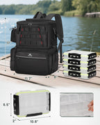 MATEIN Fishing Backpack with 4 Tackle Boxes, Fishing Bag with Rod Holder