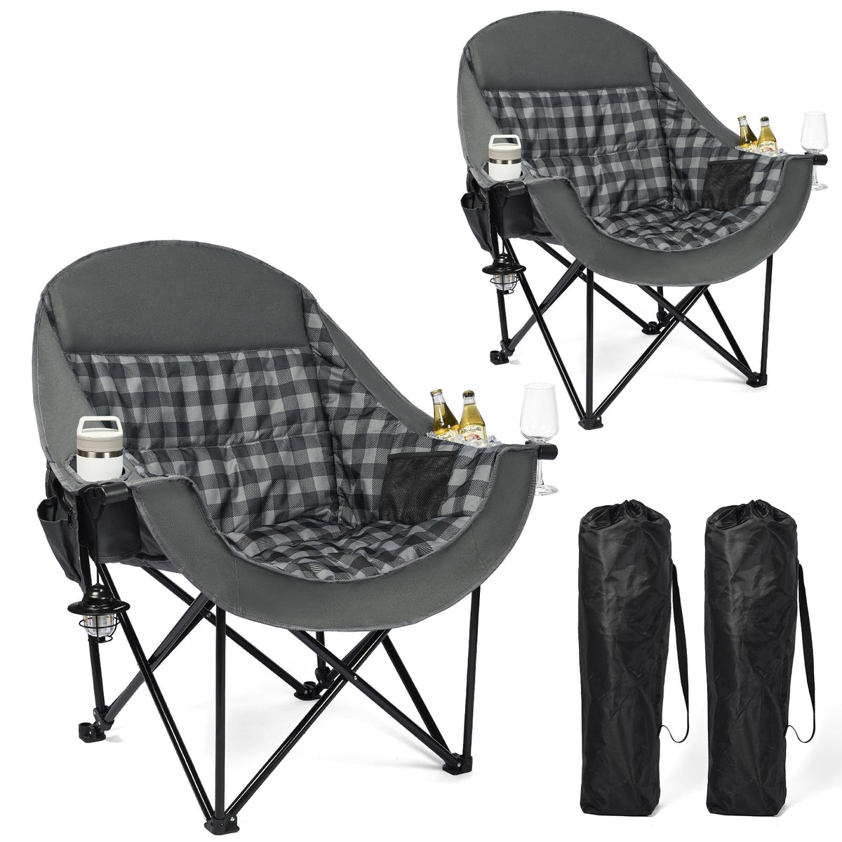 Oversized Camping Chair - Heavy Duty Padded Lawn Chair for Adults