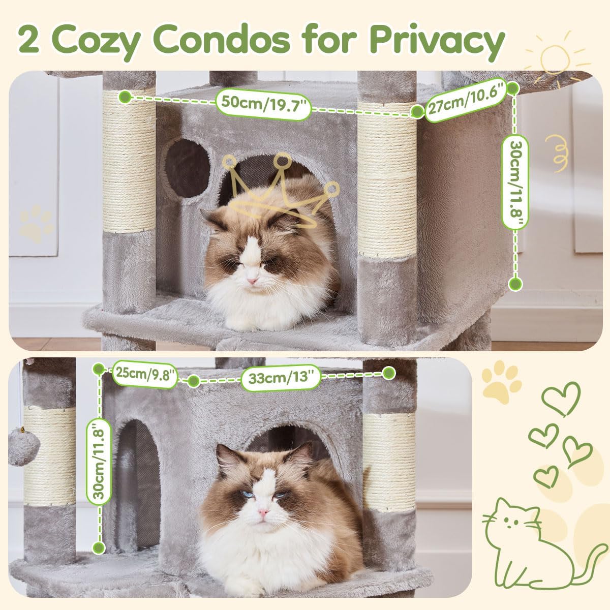 Taoqimiao Cat Tree for Large Cats, 76.8 Inches XL Cat Tower for Indoor Cats