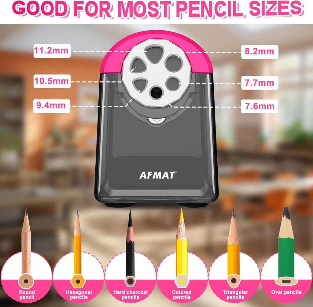 AFMAT 6 Holes Electric Pencil Sharpener and Robot Pencil Sharpener