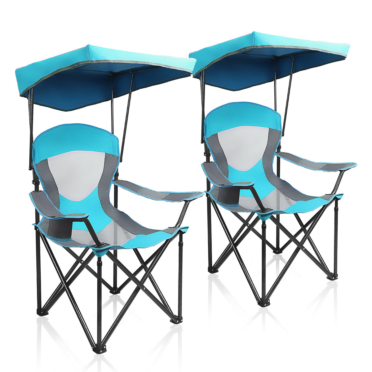 ALPHA CAMP Heavy Duty Canopy Camping Chairs with Adjustable Sunshade,2PC