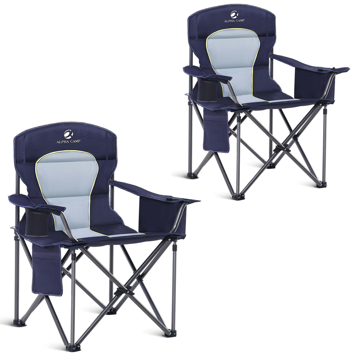 ALPHA CAMP Oversized Fully Padded Camping Chairs with Lumbar Support