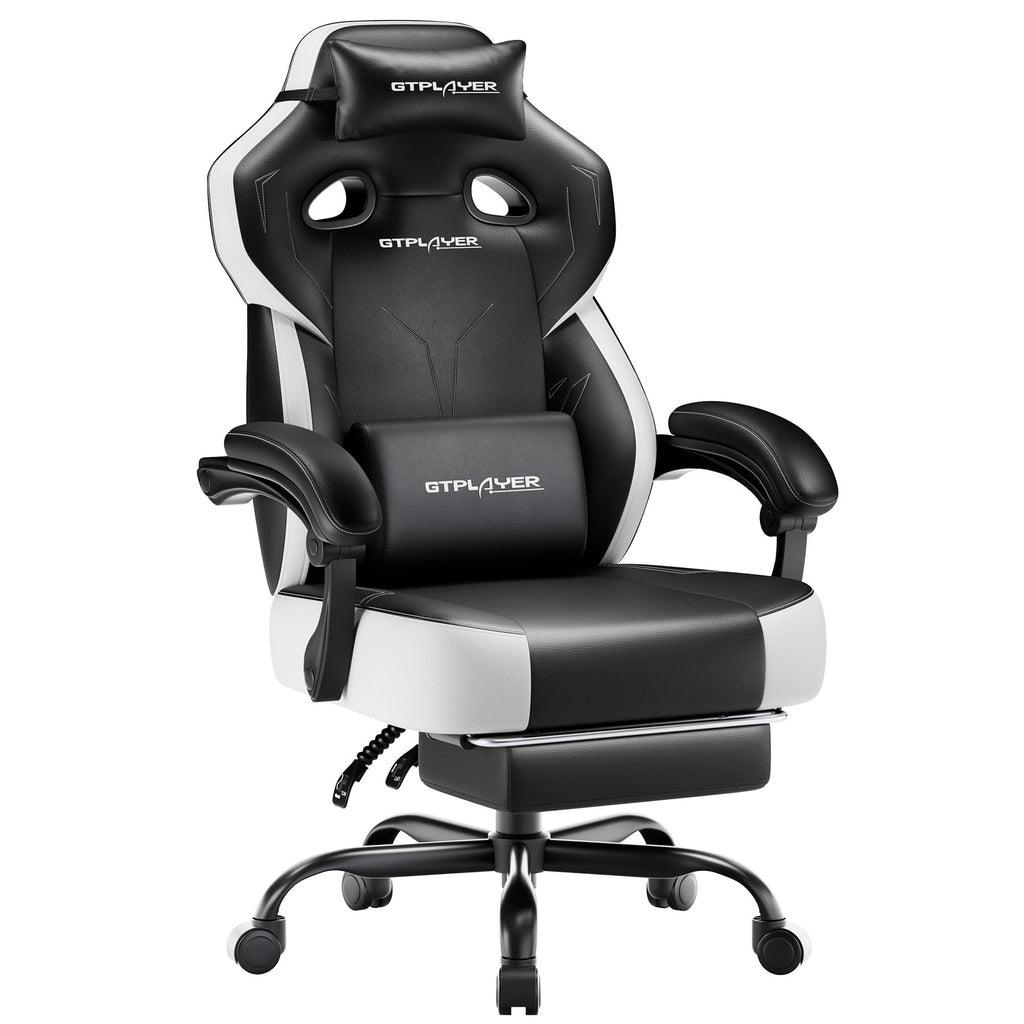 GTPLAYER Big & Tall Gaming Chair, Wide Seat with Footrest, Charcoal