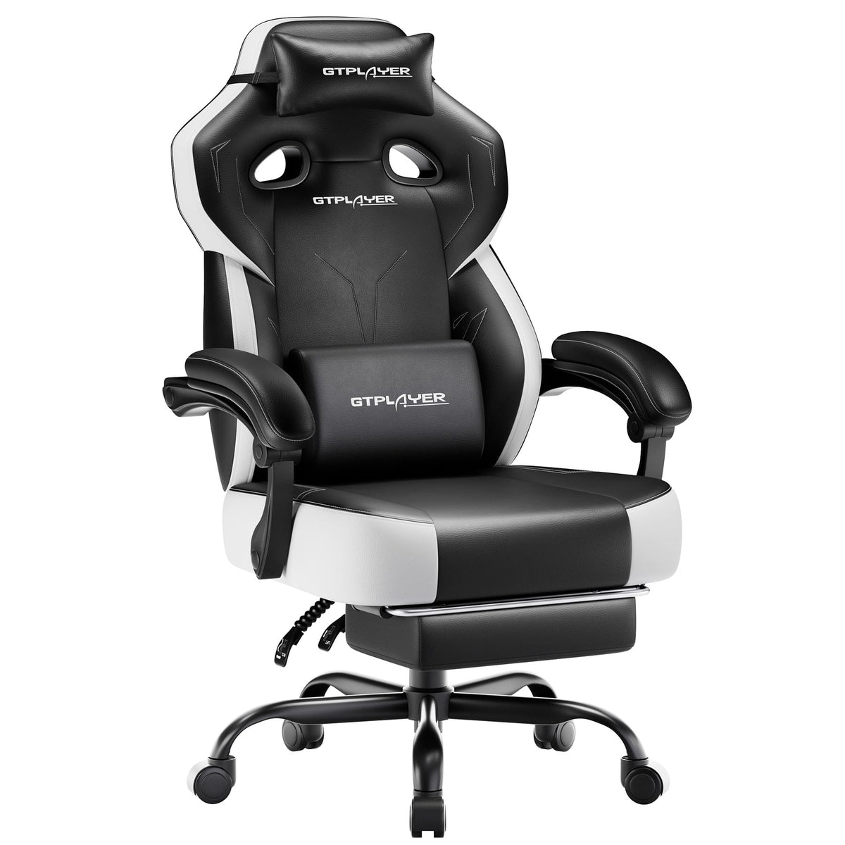 GTPLAYER Big & Tall Gaming Chair, Wide Seat with Footrest, Charcoal
