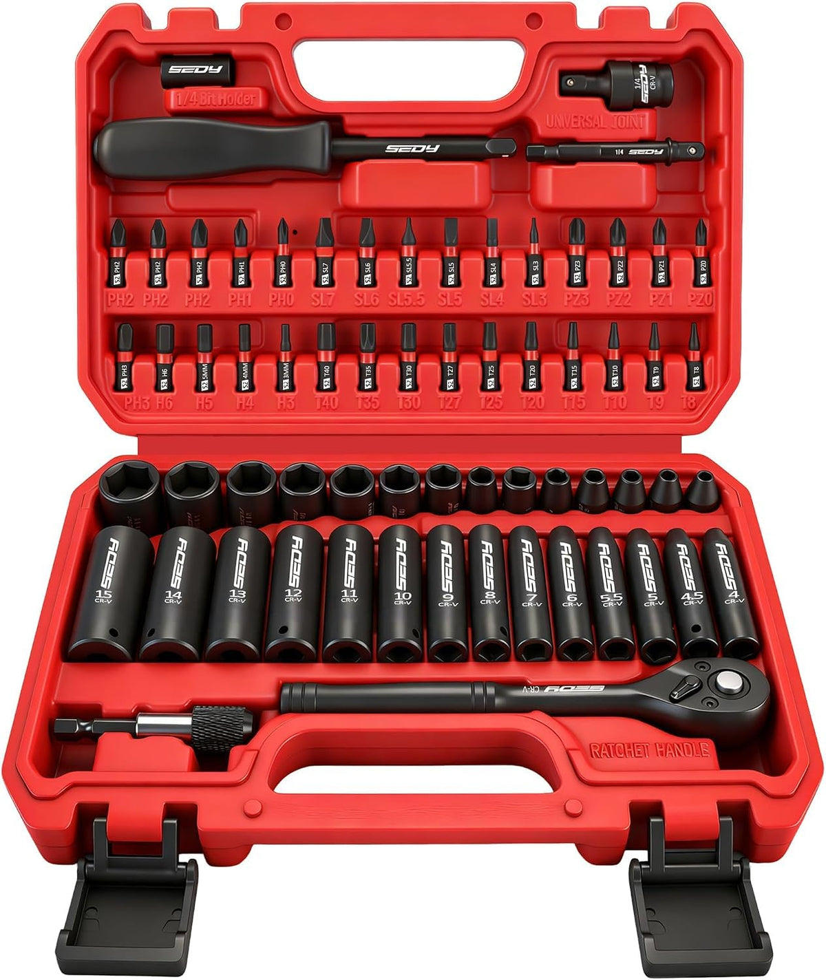 Premium 132-Piece Mechanics Tool Set, SAE/Metric 1/4" & 3/8" Drive Socket Set, Ratcheting Wrenches, Extensions & Adapters, Quick-Release Ratchet, Professional Auto Repair Tool Kit with Storage Case