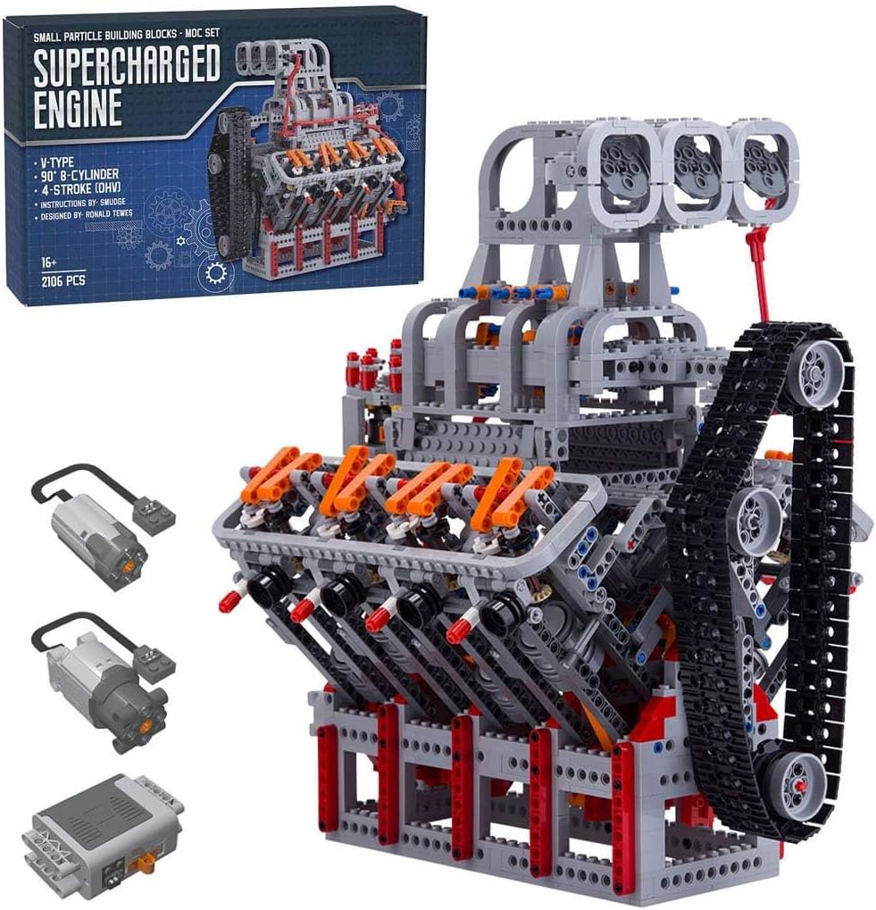 OHV 5.0L V8 Engine Building Blocks and Construction Toy, Collectible Technology-Themed Model to Build and Display, Great Gift for Birthdays, Christmas (2106 PCS)