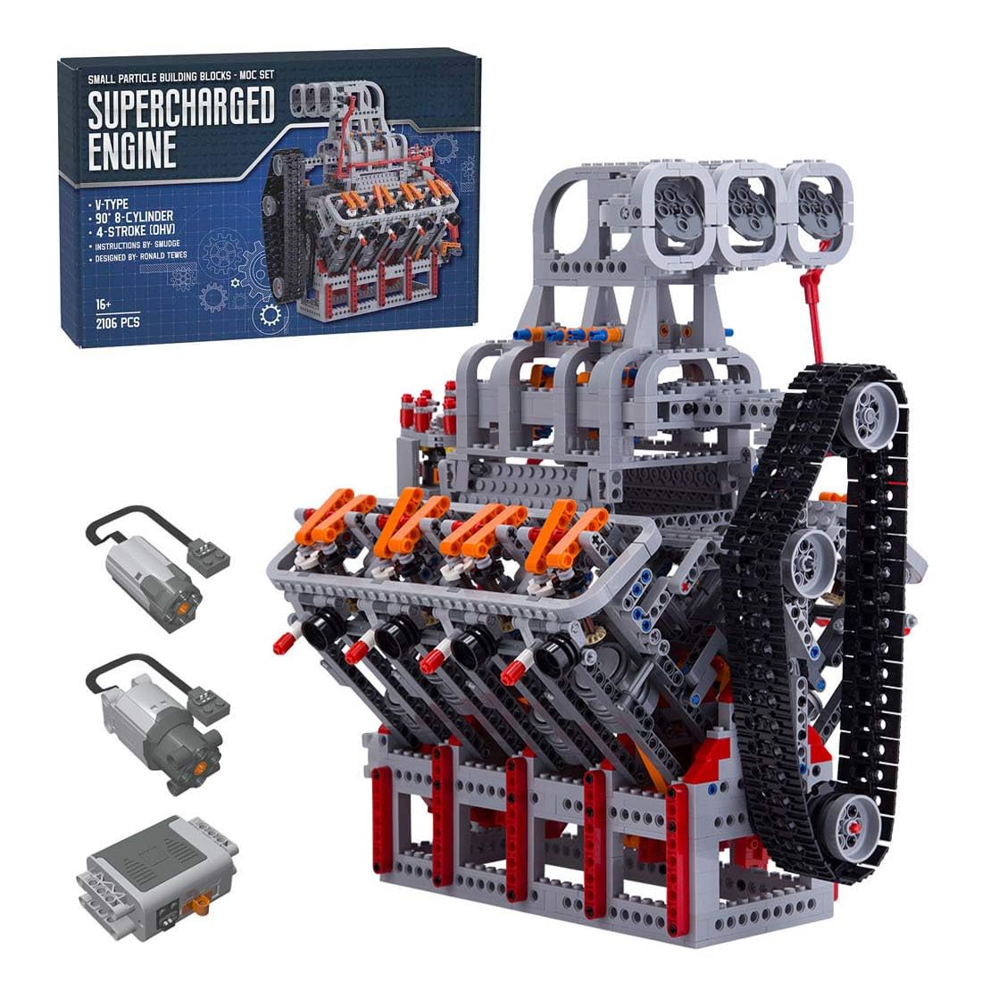 CubiMythx V-Twin OHV 8-Valve Engine Building Blocks and Construction Toy, Collectible Technology-Themed Model to Build and Display, Great Gift for Birthdays, Christmas (1653 PCS)